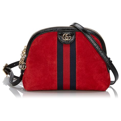 red suede Gucci bag